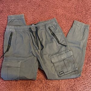 Hollister Gray Cargo Joggers with Zippered Pockets